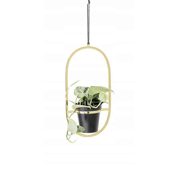 Závěsný květináč Ø 15 cm, černo-zlatý, Bloomingvi