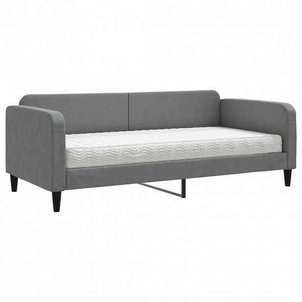 vidaXL Válenda s matrací tmavě šedá 90 x 200 cm textil