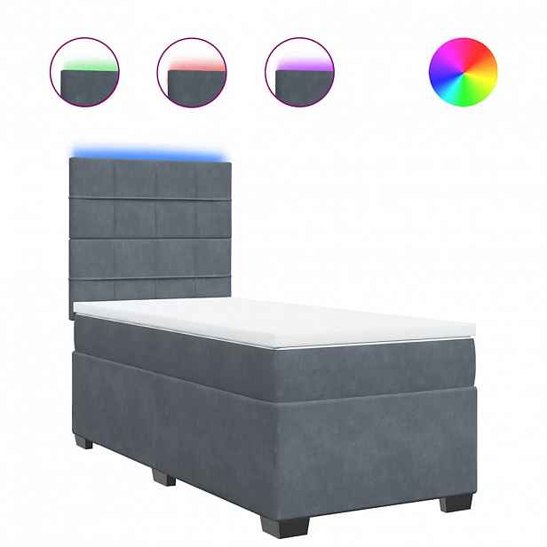 vidaXL Box spring postel s matrací tmavě šedá 100x200 cm samet