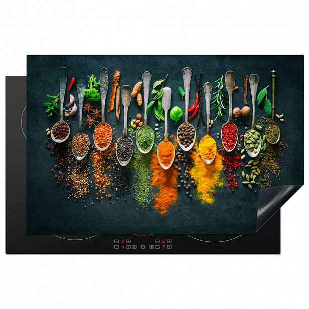 MuchoWow KRYT NA INDUKČNÍ DESKU Bylinky - koření - lžíce 80x52.2 cm