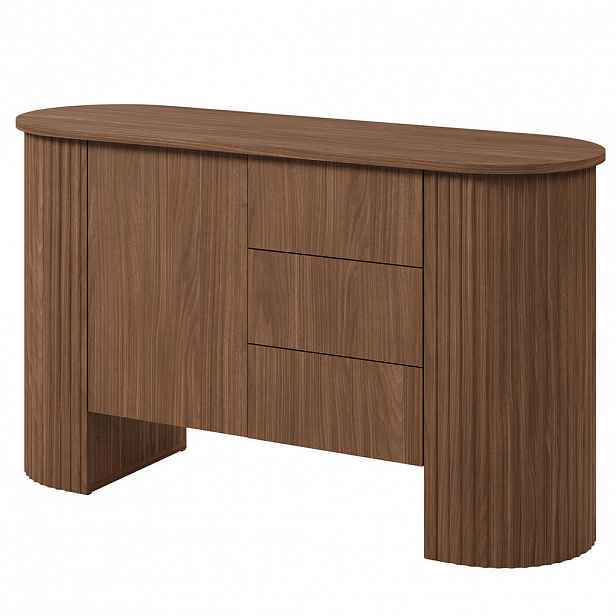 Beautysofa KOMODA Carlo s 1 dvířky a 3 zásuvkami, Push-To-Open, 140 cm, ořech