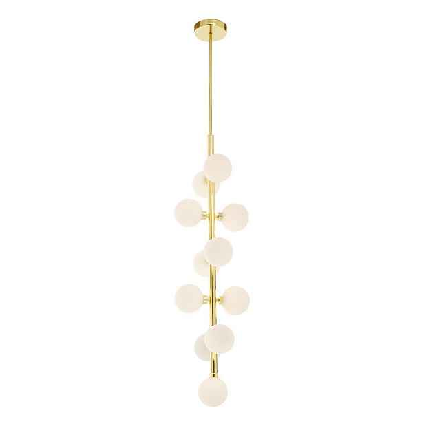 Bílé/ve zlaté barvě kovové závěsné svítidlo se skleněným stínidlem ø 27 cm Trieste – Premier Housewares