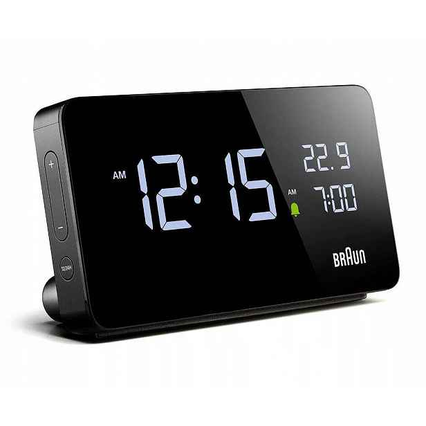 Černý Klasický Budík Braun BC20B Alarm Auto-podsvícení 2 x Usb-c