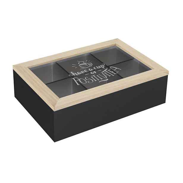 Excellent Houseware Organizér na čaj Kleo černý