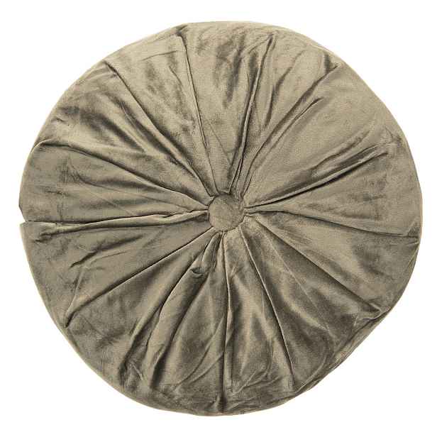 Khaki kulatý sametový polštář - Ø 38*8 cm Clayre & Eef