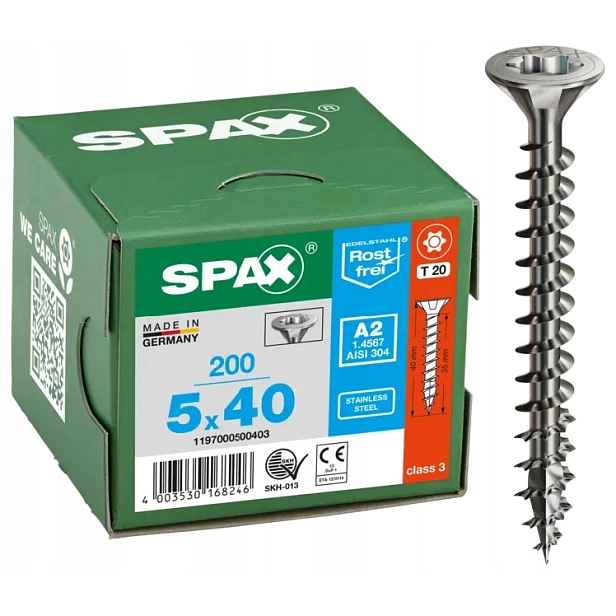 Vrut Do Dřeva A2 200 Ks Tx 5.0*40 MM Spax
