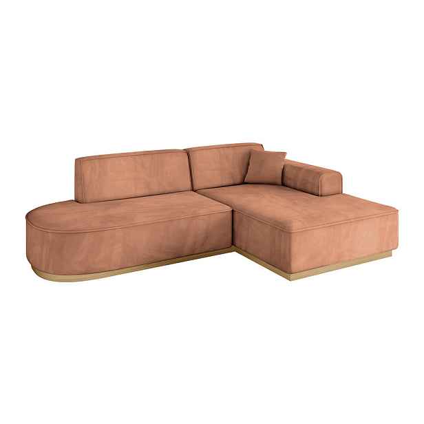 ALTDECOR ROHOVÁ SEDAČKA s otomanem, pravá IREA-L1-v2 232x165x80 Meruňková Velur