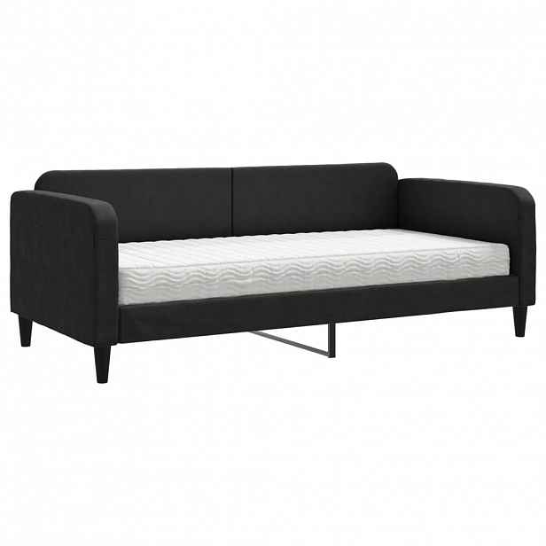 vidaXL Válenda s matrací černá 90 x 200 cm textil