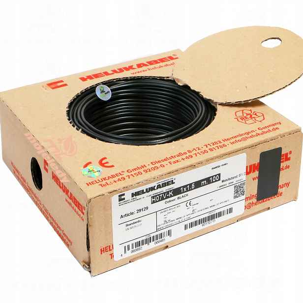 Kabel Lgy 1,5 mm černý 750V Helukabel 29129 100m