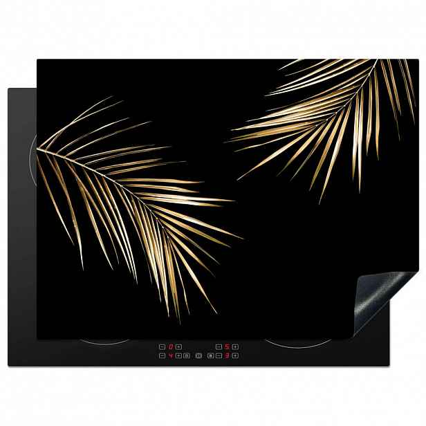 MuchoWow KRYT NA INDUKČNÍ DESKU Listy - Rostliny - Zlato - Černá - Luxusní 70x52 cm