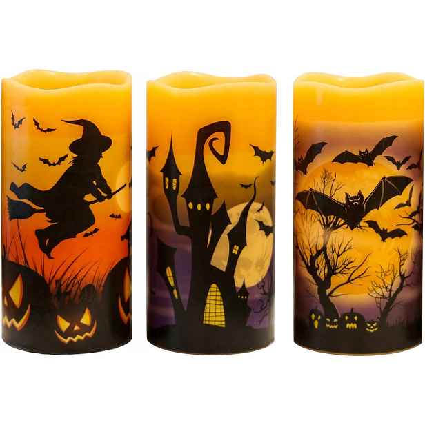Bezplamenné sloupové svíčky na Halloween s 6H časovačem, na baterie