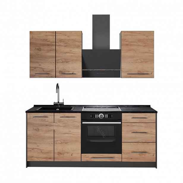 Vicco JEDNOTKOVÁ KUCHYNĚ Fame-Line, Zlatý mocný dub/Bílá, 190 cm, PD Antracit