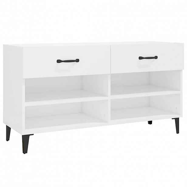 vidaXL Botník bílý s vysokým leskem 102x35x55 cm kompozitní dřevo
