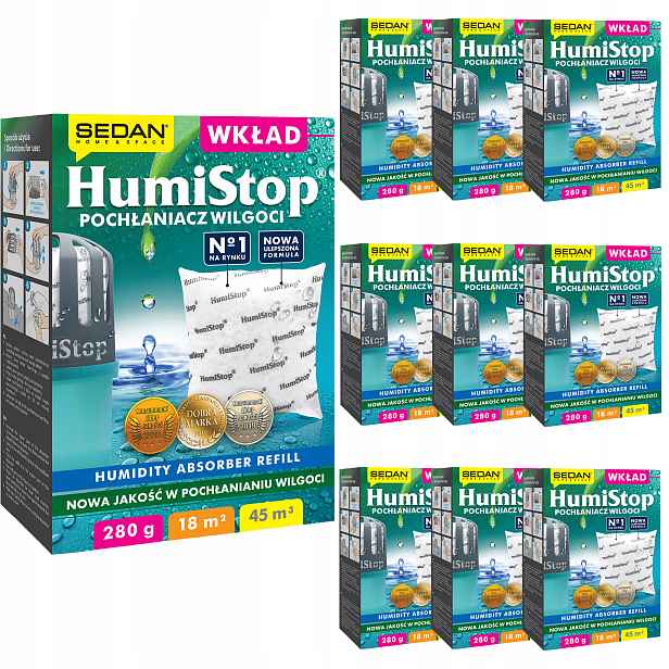 10x Náplň 280 g do pohlcovače vlhkosti HumiStop Sedan Náhradní náplň Odvlhčovač