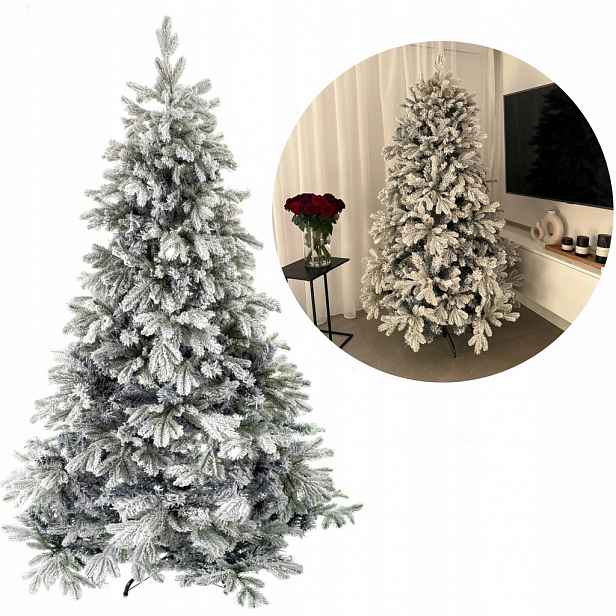 Bílá hustá umělá Vánoční Stromek s námrazou Pe 150 cm zasněžený sníh