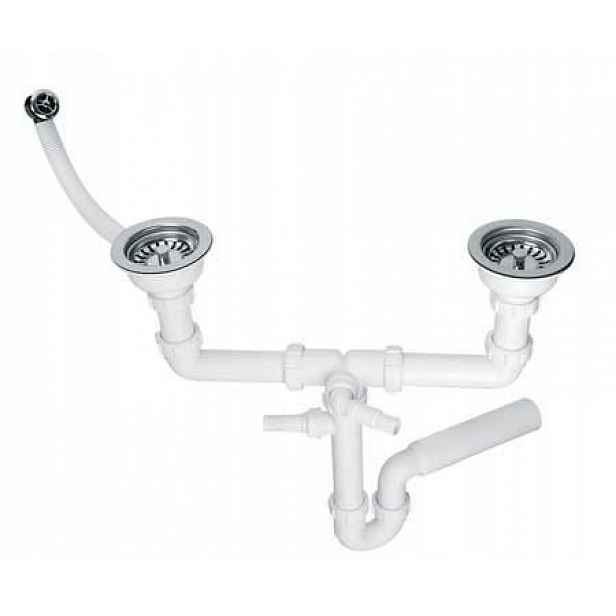 Dvojitý dřezový sifon přípojky McAlpine s výpustmi 1.1/2″x113 mm