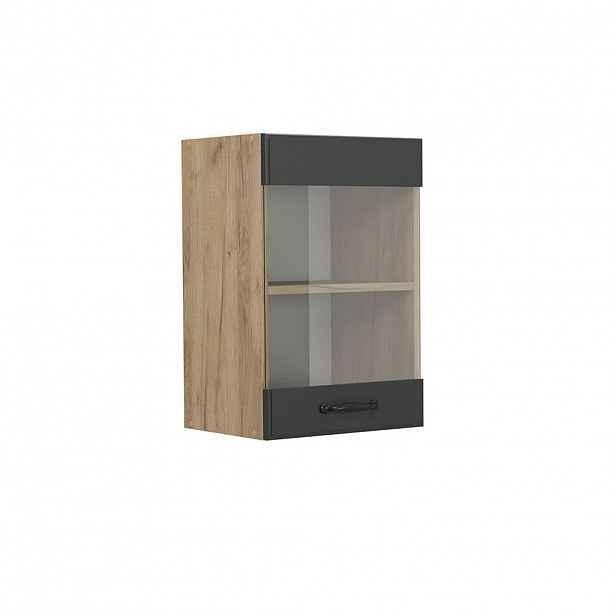 Vicco SKLENĚNÁ KUCHYŇSKÁ SKŘÍŇKA R-Line Antracitový venkovský dům 40 cm