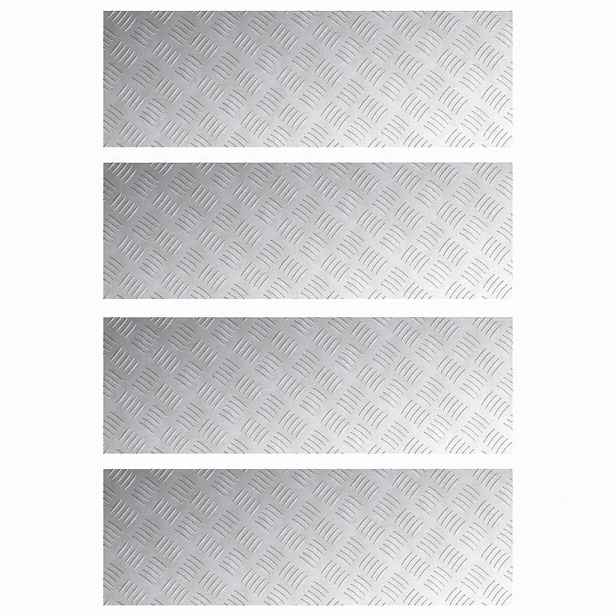 vidaXL Schodové nášlapy 4 ks 90 x 30 cm Stříbrná Hliník Obdélníkový