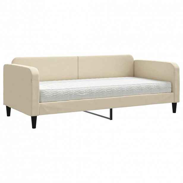 vidaXL Válenda s matrací krémová 90 x 200 cm textil