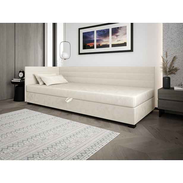 Čalouněná postel 80x195 KASANDRA PLUS 1 s úložným prostorem - ecru
