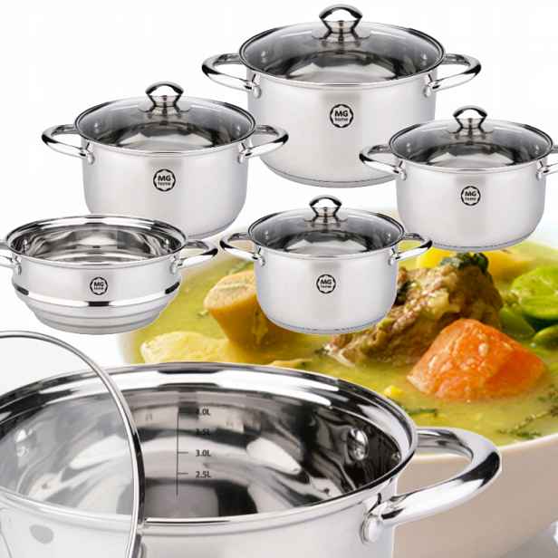 Sada 4 Hrnců Mg Home Lauro Ocelová Sada 9 Dílů Inox Indukce