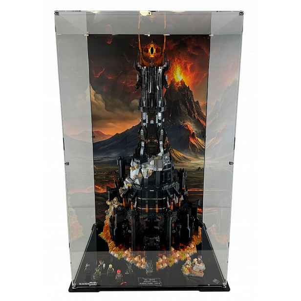 Vitrína s pozadím BlackedBrick pro Lego 10333 Icons Pán prstenů Barad-dûr