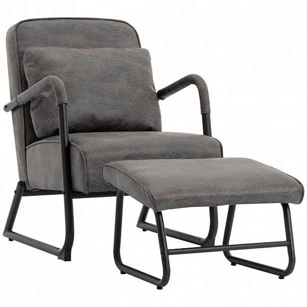 Livetastic RELAXAČNÍ KŘESLO S TABURETEM, textil, šedá