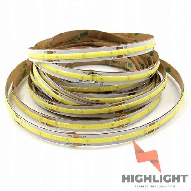 10 m Led pásek Cob 24V 10W IP65 vodotěsný 528LED Bílý Teplý 2700K CRI90