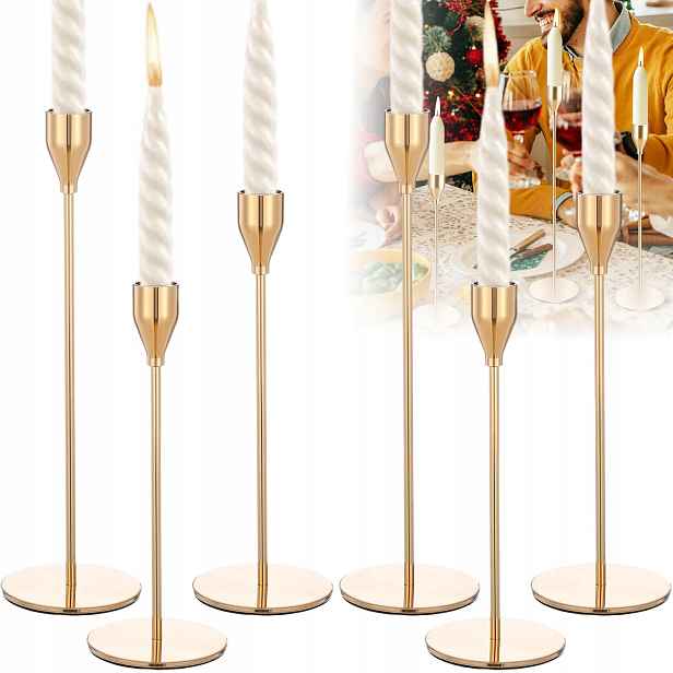 6 x Svícen Glamour Zlatý Skleněný Svaté Přijímání Lampion Lucerna Na Stůl Velký