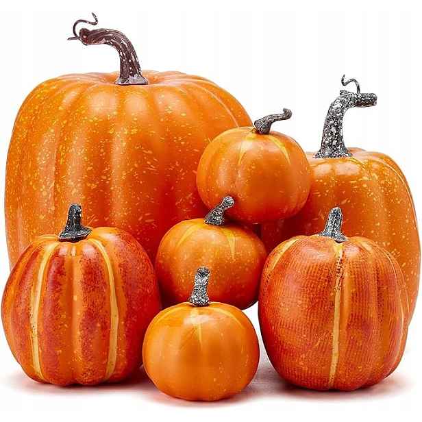 7 X Umělá Dýně Podzimní Dekorace Na Halloweenský Stůl