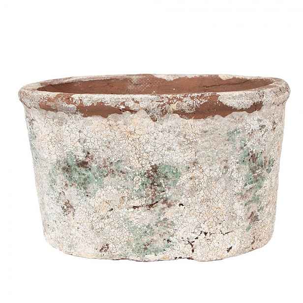 Dekorativní béžový antik terakotový květináč Teracci L - 21*13*12 cm Clayre & Eef