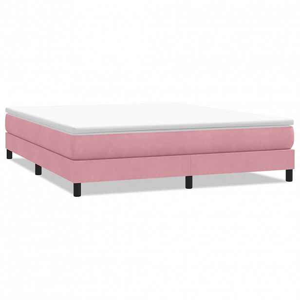 vidaXL Postel Box Spring bez matrace růžová 180x220 cm samet