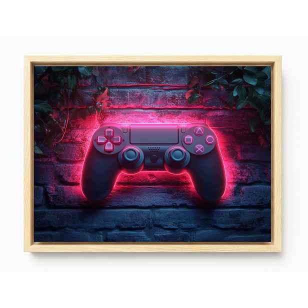Obraz Rám American Box Pad Kontroler Gaming Game Konzola Neon Cihla 80x60