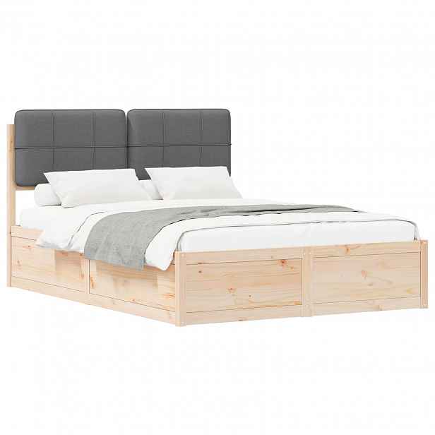vidaXL Rám postele s čalouněným čelem s čelo Tmavě šedá 140 x 190 cm