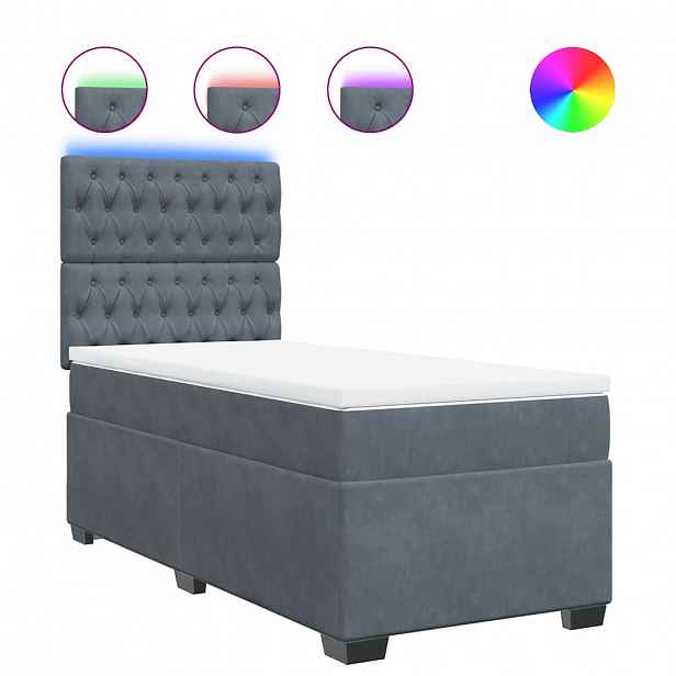 vidaXL Box spring postel s matrací tmavě šedá 100x200 cm samet