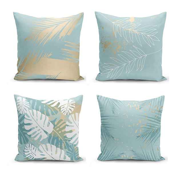 Sada 4 povlaků na polštáře Minimalist Cushion Covers Lagoon, 55 x 55 cm