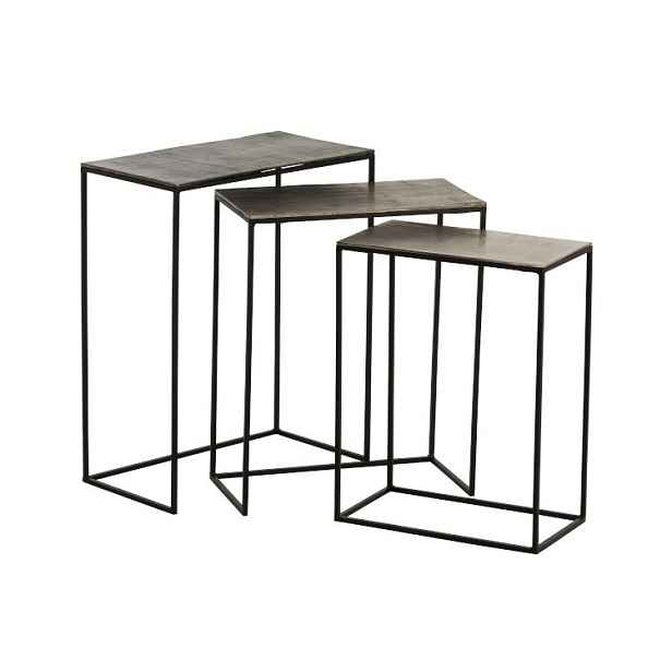 Set 3 kovových stolků Rectangular - 53*66*29 cm J-Line by Jolipa