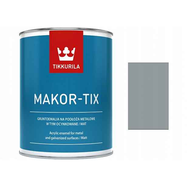 Střešní barva Makortix, pozink 1l grafit Tikkurila