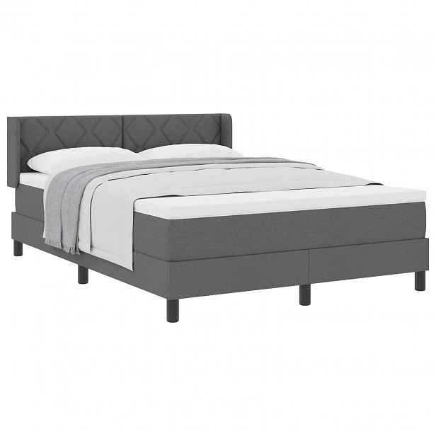vidaXL Postel s boxspringem s čelo Tmavě šedá 190 x 140 cm textil