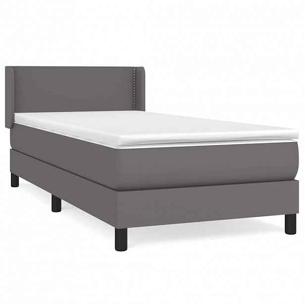 vidaXL Box spring postel s matrací šedá 100x200 cm umělá kůže