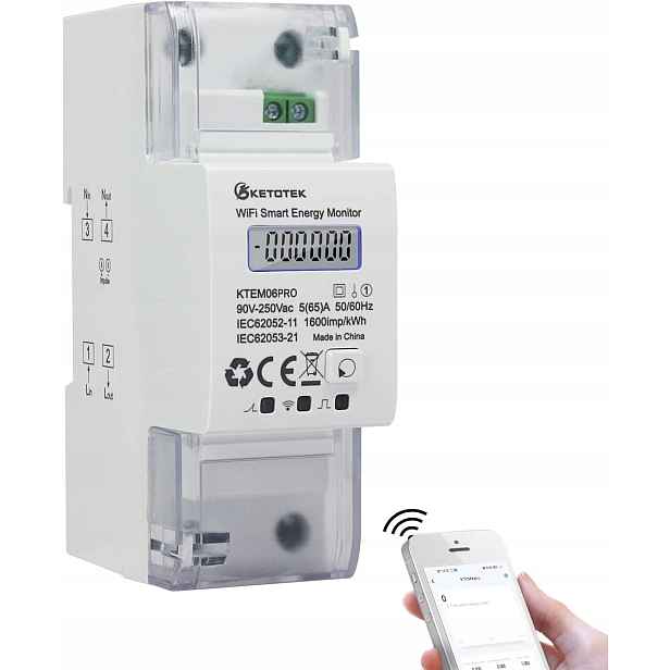 Elektroměr Wlan Lišta Din 1-fázový 5 (65) A 90-250 V
