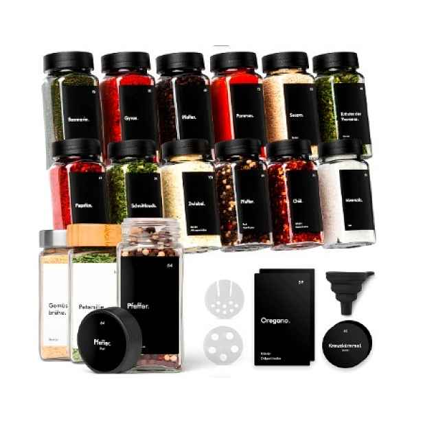 Sklenice Na Koření Skleněné 120 ML 12 Kusů Posypových Vložek