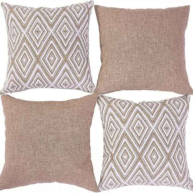 TEMU 4ks Moderní Minimalistické Světlé Barvy s Geometrickým Vzorem Potahy na Polštáře - 18x18 Palců, Bez Výplně, Materiál 100% Polyester, Ideální pro