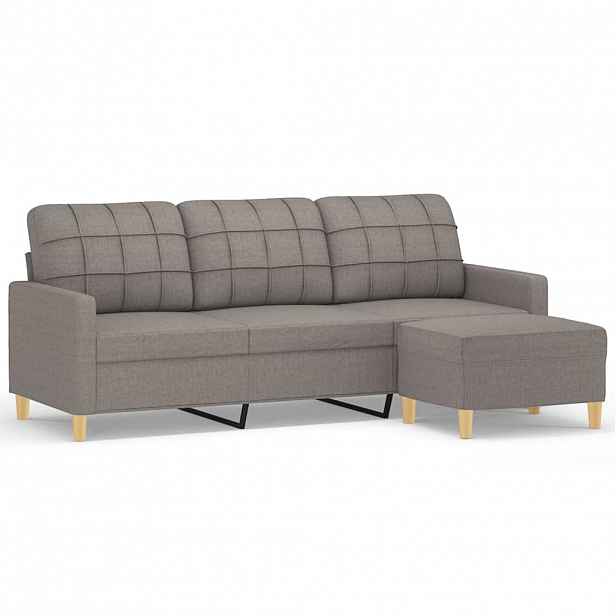 vidaXL 3místná pohovka s podnožkou taupe 180 cm textil