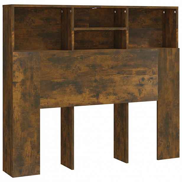 vidaXL Čelo postele s úložným prostorem kouřový dub 120x19x103,5 cm