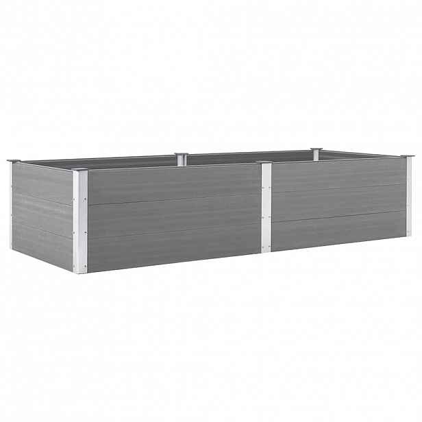 vidaXL Zahradní vyvýšený záhon 250 x 100 x 54 cm dřevoplast šedý