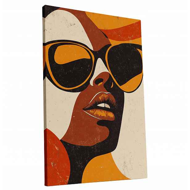 Obraz na plátně Retro Žena ve stylu 70. let do bytu, pokoje, obýváku 60x90