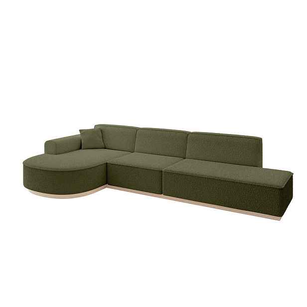 ALTDECOR ROHOVÁ SEDAČKA s otomanem, levá ARRIO-L2 328x171x83 Zelená Buklé