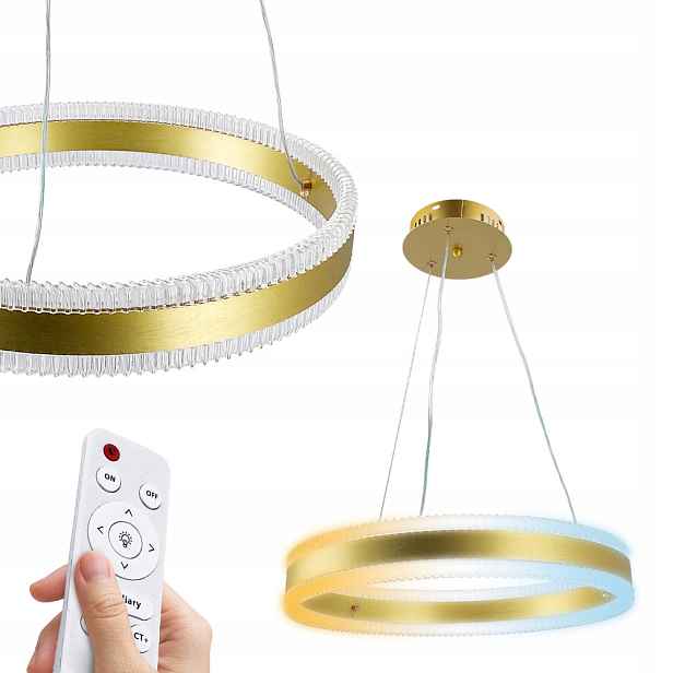 Horoz Závěsné Stropní Svítidlo Led 70W 3CCT Dimmable Ring 40cm Dálkový Ovladač Zlatá