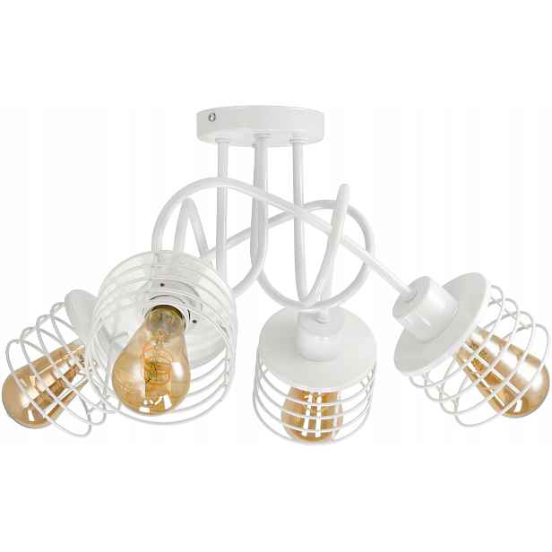 stropní svítidlo Led Loft 4XE27 Závěsná bílá lustrová lampa do obývacího pokoje